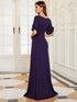 Chic A-Line Burgundy and Navy Blue Wedding Guest Dress with Silver Embellishments