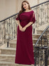 Chic A-Line Burgundy and Navy Blue Wedding Guest Dress with Silver Embellishments