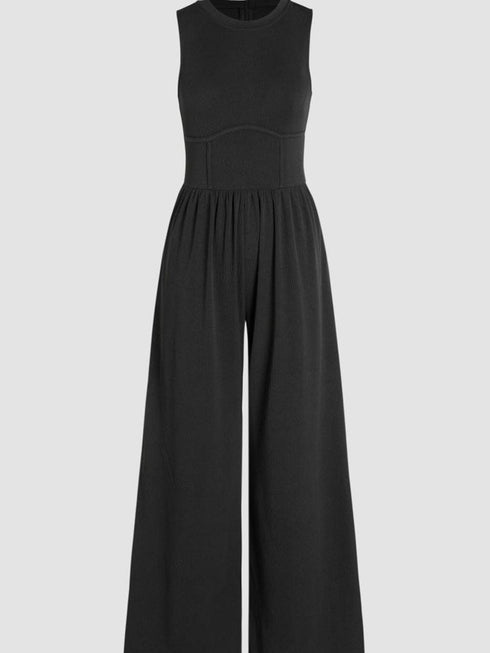 Chic Black A-Line Jumpsuit with Cinched Waist
