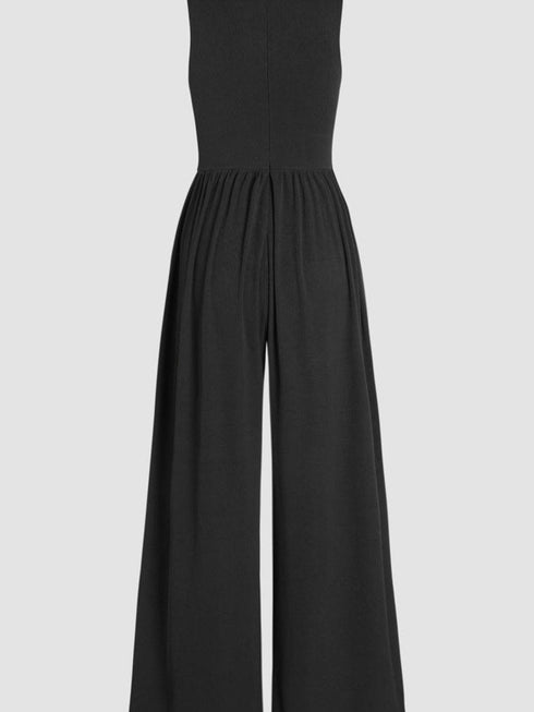 Chic Black A-Line Jumpsuit with Cinched Waist