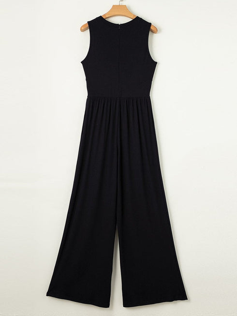 Chic Black A-Line Jumpsuit with Cinched Waist
