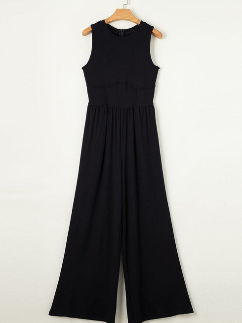 Chic Black A-Line Jumpsuit with Cinched Waist