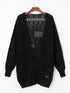Chic Black Hollow Knit Dolman Sleeve Cardigan
