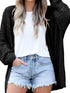 Chic Black Hollow Knit Dolman Sleeve Cardigan