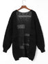 Chic Black Hollow Knit Dolman Sleeve Cardigan