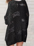 Chic Black Hollow Knit Dolman Sleeve Cardigan