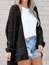 Chic Black Hollow Knit Dolman Sleeve Cardigan