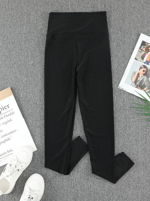 Chic Black Leggings with Waist Cincher - Active Style