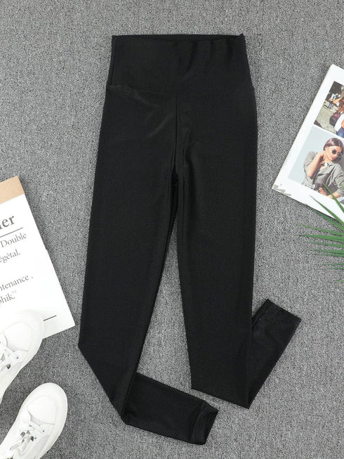 Chic Black Leggings with Waist Cincher - Active Style