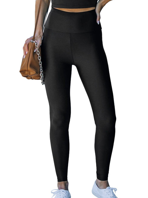 Chic Black Leggings with Waist Cincher - Active Style