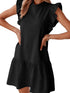Chic Black Ruffle Sleeve Mini Shift Dress