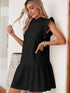Chic Black Ruffle Sleeve Mini Shift Dress