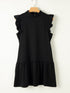 Chic Black Ruffle Sleeve Mini Shift Dress