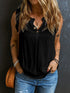 Chic Black Ruffle Trim V-Neck Tank Top