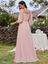Chic Chiffon One-Shoulder Maxi Evening Gown With Lantern Sleeves