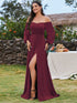Chic Chiffon One-Shoulder Maxi Evening Gown With Lantern Sleeves