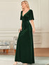 Chic Double V Neck Velvet Party Dress with Ruffled Sleeves