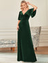 Chic Double V Neck Velvet Party Dress with Ruffled Sleeves