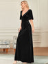 Chic Double V Neck Velvet Party Dress with Ruffled Sleeves