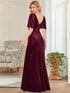 Chic Double V Neck Velvet Party Dress with Ruffled Sleeves