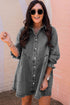 Chic Gray Denim Mini Dress with Button Detail