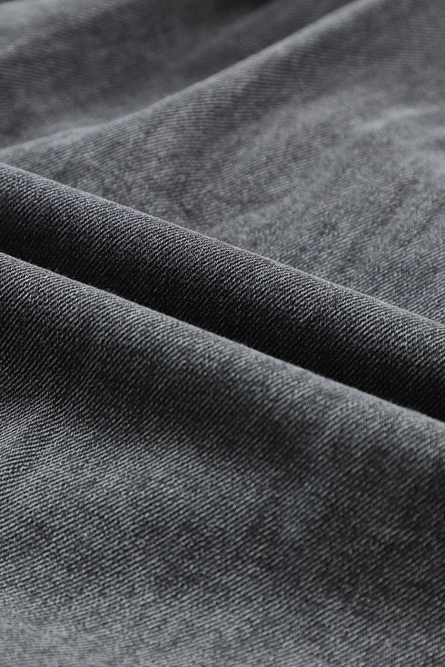 Chic Gray Denim Mini Dress with Button Detail