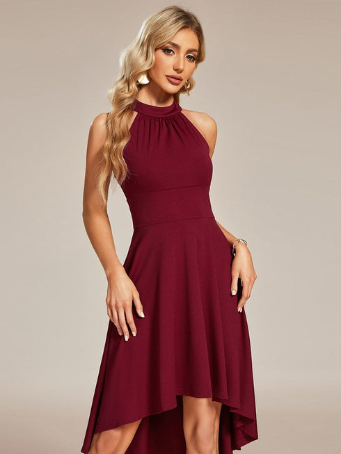 Chic Halterneck Knee-Length Wedding Guest Dress