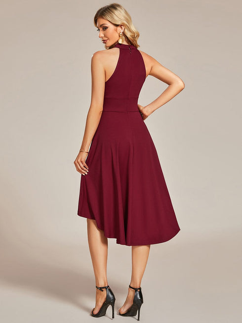 Chic Halterneck Knee-Length Wedding Guest Dress