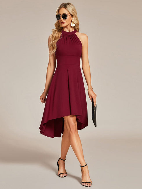 Chic Halterneck Knee-Length Wedding Guest Dress