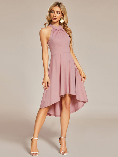 Chic Halterneck Knee-Length Wedding Guest Dress