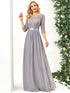 Chic Lace Sleeve Empire Waist Bridesmaid Gown