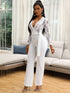 Chic Lace V-Neck Long Sleeve Wide Leg Jumpsuit