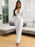 Chic Lace V-Neck Long Sleeve Wide Leg Jumpsuit
