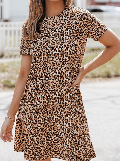 Chic Leopard Print A-line Mini Dress