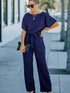 Chic Navy Belted Palazzo Jumpsuit