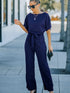 Chic Navy Belted Palazzo Jumpsuit