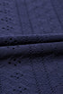 Navy Blue Solid Color Eyelet Jacquard Cuffed Short Sleeve Top