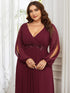 Chic Plus Size Chiffon Evening Gown with Long Lantern Sleeves and Applique Embellishment