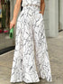 Chic Print Halter Tie Waist Wide Leg Jumpsuit