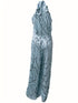 Chic Print Halter Tie Waist Wide Leg Jumpsuit
