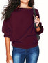 Chic Solid Boat Neck Batwing Sleeve Loose Sweater