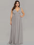 Chic V-Neck Chiffon Evening Gown for Plus Size Ladies