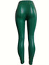 Chic Vintage Solid Faux Leather High Waist Skinny Leggings