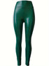 Chic Vintage Solid Faux Leather High Waist Skinny Leggings