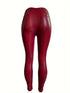 Chic Vintage Solid Faux Leather High Waist Skinny Leggings