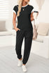 Black Color Block Trim 2 Tone Contrasted Tank and Pants Set