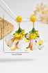 Yellow Boho Elegant Flower Fabric Raffia Vacation Earrings