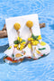 Yellow Boho Elegant Flower Fabric Raffia Vacation Earrings