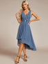 Chiffon Appliques V Neck Tea Length Sleeveless Wholesale Wedding Guest Dress