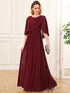 Chiffon Cape Mother of the Bride Dress with A-Line Silhouette and Floral Sequin Applique